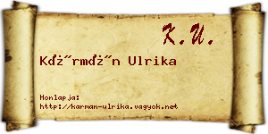 Kármán Ulrika névjegykártya
